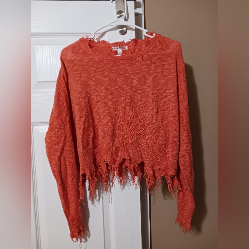 Frayed cropped sweater